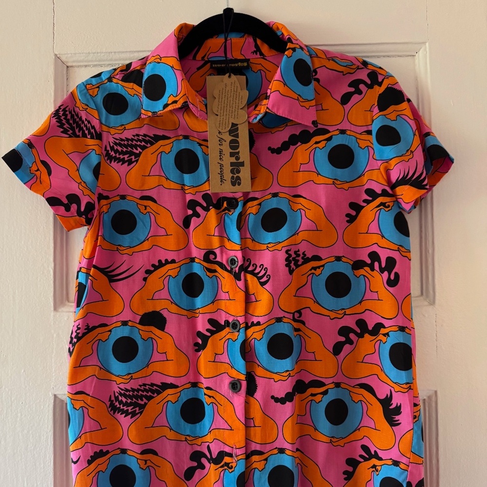 Nooworks Joyce shirt XS Psychedelic Eyes Brand New